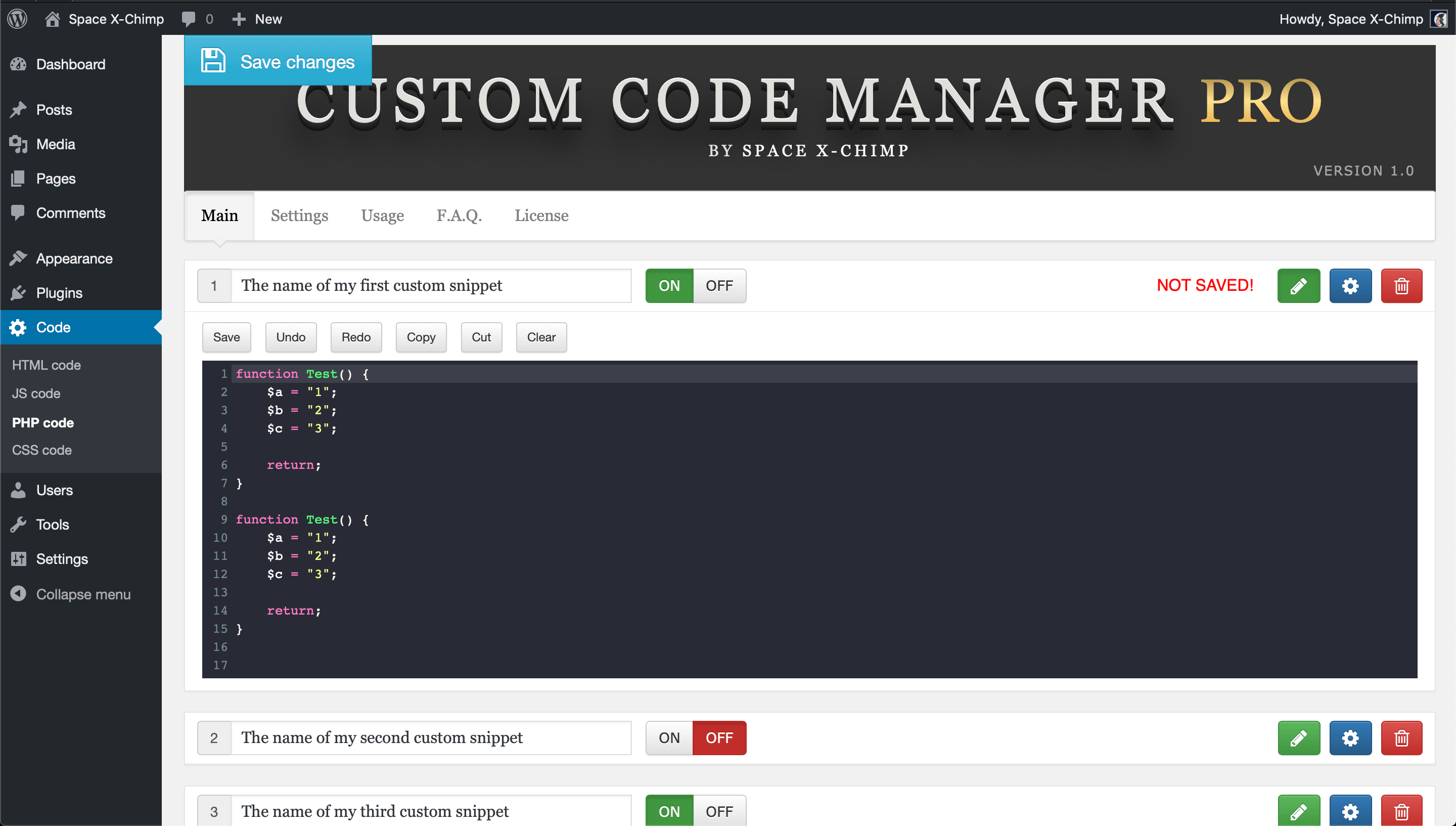 Custom Code Manager PRO