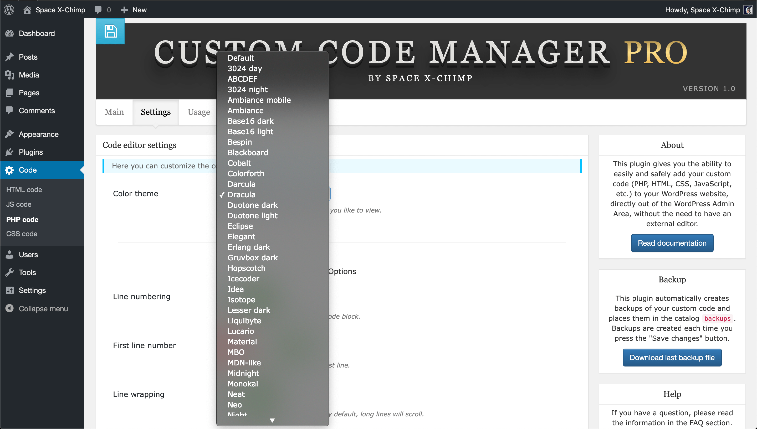 Custom Code Manager PRO