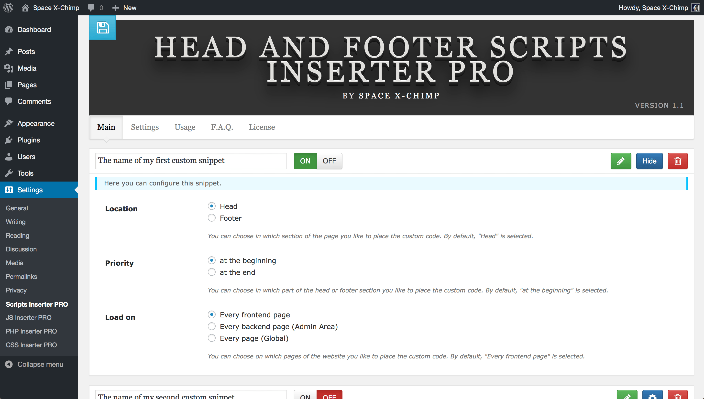 Head and Footer Scripts Inserter PRO