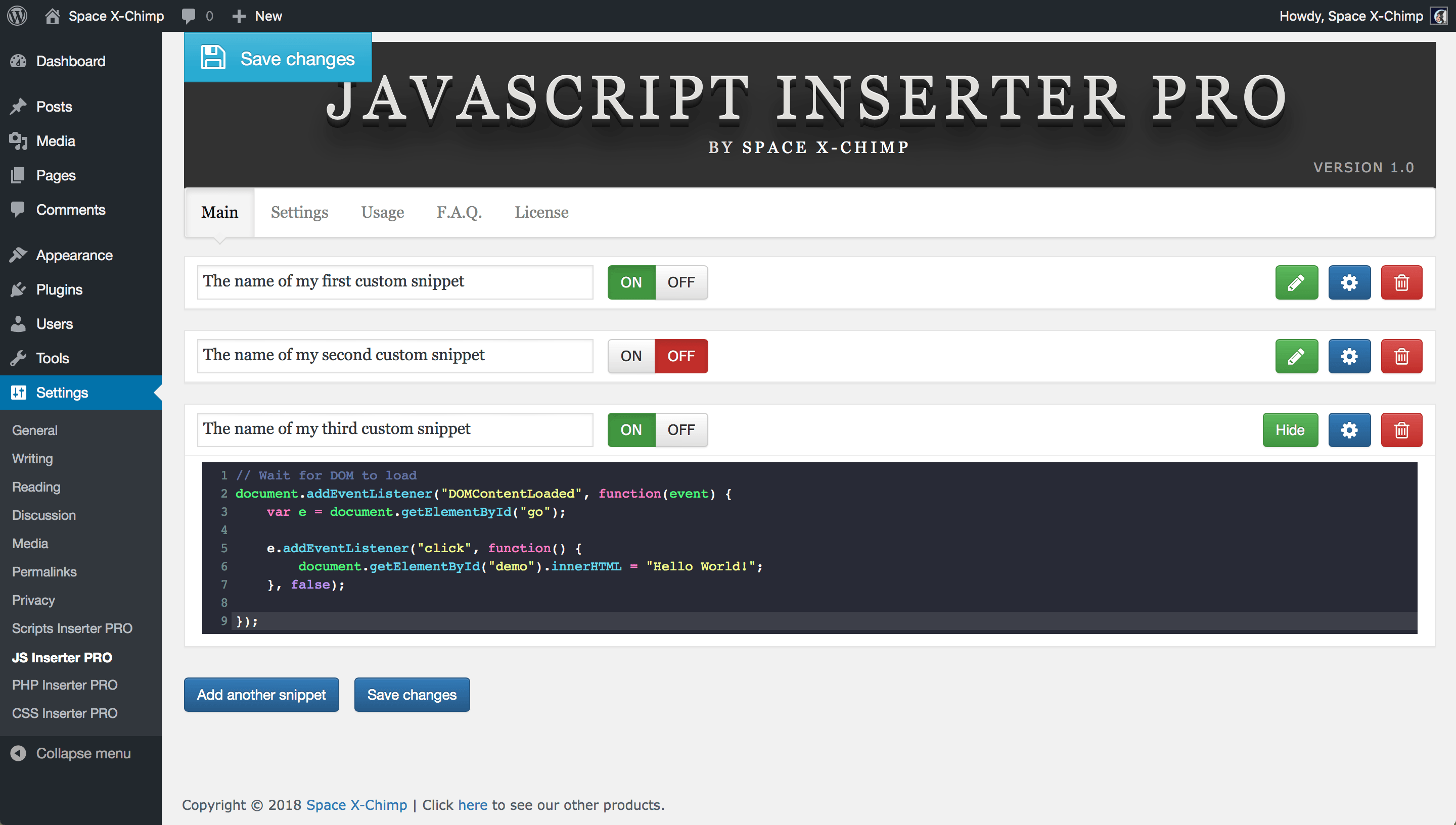 JavaScript Inserter PRO