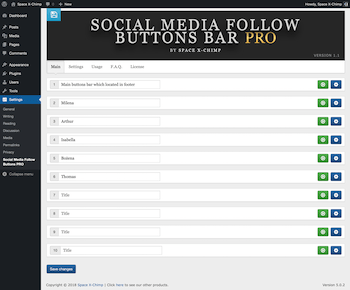 Social Media Follow Buttons Bar PRO