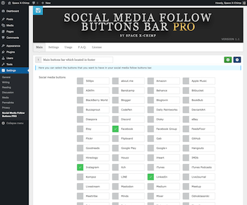 Social Media Follow Buttons Bar PRO