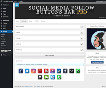 Social Media Follow Buttons Bar PRO
