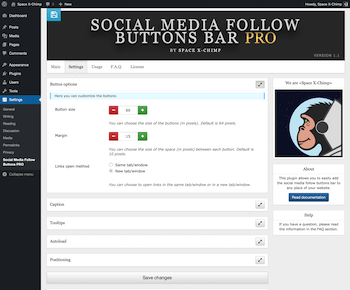 Social Media Follow Buttons Bar PRO